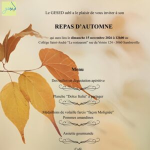 Repas d&rsquo;automne, 15/11/2026